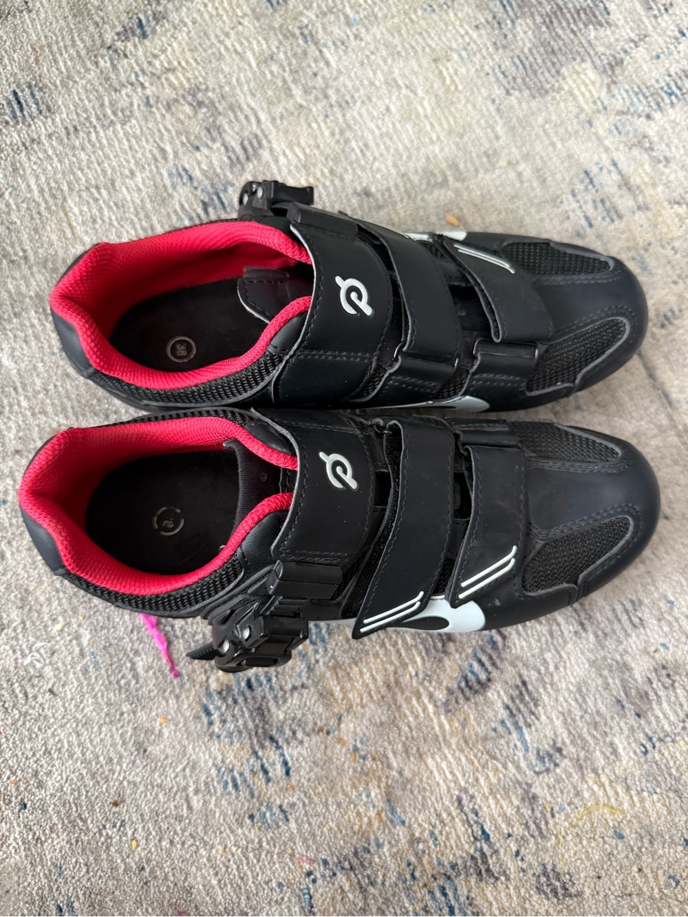 Black and Pink Athletic Shoes with Secure Strap Closure
